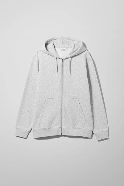 Standard Zip Hoodie - Grey - Men Basics Hoodies and Sweats - Weekday GB Men Basics, Grey Zip Hoodie, Flamingo Fashion, Swedish Street Style, Mens Zip Hoodie, Hoodie Outfit, Sweatshirts Online, Mood Board Fashion, Winter Tops