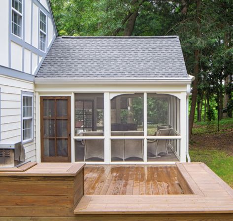 Screened In Porch Addition To Ranch House, Deck Off Sunroom Ideas, Raised Ranch Screened In Porch, 3 Seasons Porch Ideas, Screen Panels For Porch, Rustic Screened In Porch, Closed In Porch Ideas, Porch Enclosure Ideas, Deck Screened In Porch