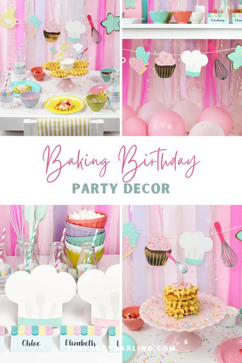 Great British Bake Off Party Decorations, Baking First Birthday Theme, Cupcake Party Decorations, Cupcake Themed Party, Cupcake Decorating Birthday Party, Baking Birthday Party Decorations, Little Chef Birthday Party, Baking Party Decorations, Bakery Birthday Party