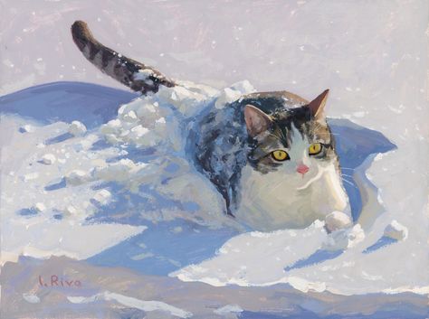 Lena Rivo, Cat in the Snow, 2022, Gouache on board Cat In The Snow, Lena Rivo, Gouache Art, Plein Air Paintings, Cat Painting, Dog Photography, Gouache Painting, Pet Portrait, Animal Paintings