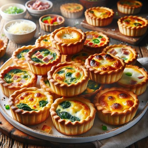 Mini Quiches: A Bite-Sized Delight Quiche Bites, Cursed Cakes, Wedding Finger, Mini Quiches, Mini Quiche, Moroccan Food, Anime Food, English Food, Food Yummy