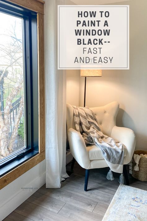 Not only are black windows all the rage right now, they are also timeless....but can be very expensive. Luckily, this product makes painting them super easy. I'll show you how easy it is to paint your window trim and casings black. Painting A Window, Trim Casing, Window Trim Paint, Black Trim Interior, Painted Window Frames, Black Window Trims, Interior Window Trim, Black Window Frames, Black Window