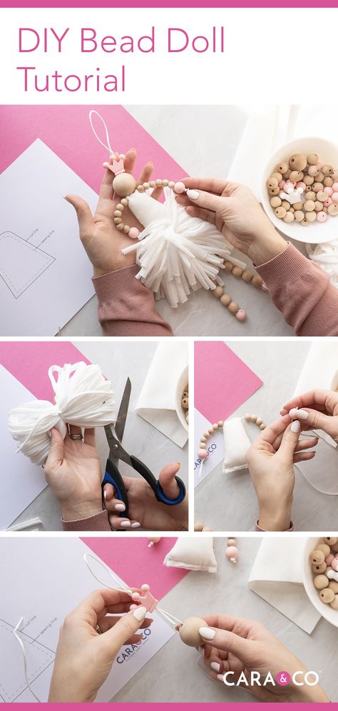 Got a tiny dancer at home? Our wood bead doll tutorial is a super-fun craft project that you both will enjoy and she won't want to put down! It's the best of both wood and silicone beads in the most adorable DIY project! #craftroom #craftlife #craftersofinstagram #crafted #artsandcraft #craft #crafting #handmade #crafts #woodbeads #naturalplay #diytoys Occ Diy Crafts, Bead Dolls Wooden, Wood Bead Animals, Wood Bead Doll Diy, Wooden Bead Dolls Diy, Dancer Ornaments Diy, Diy Dance Ornaments, Bead Dolls Diy, Bead Crafts To Sell