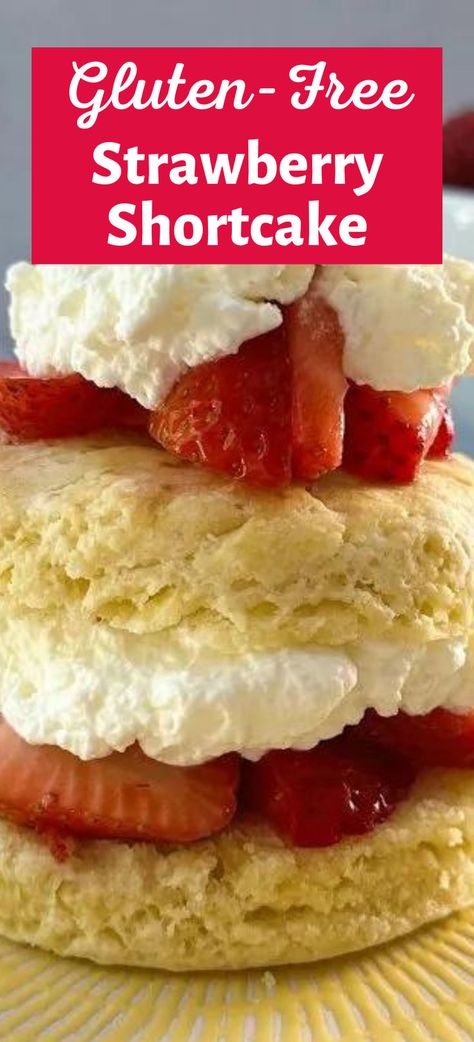 A scrumptious summer dessert! Buttery, gluten-free biscuits layered with juicy strawberries and homemade fresh whipped cream... the combination is divine! Gluten Free Shortcake Recipe, Gluten Free Shortcake, Gluten Free Ice Cream Sandwich, Gluten Free Strawberry Shortcake, Strawberry Gluten Free, Blueberry Crumb Cake, Fresh Whipped Cream, Gluten Free Biscuits, Shortcake Recipe