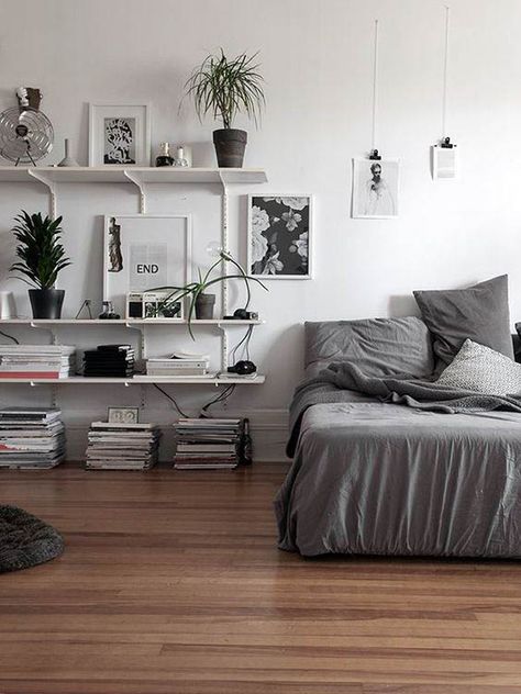 Minimal interior design / Scandinavian Design Inspiration #interiorgoals #minimalinterior #interiordecor #interiordesign / Pinterest: @fromluxewithlove Guy Bedroom, College Bedroom Apartment, Teenager Bedroom Boy, Minimalist Bedroom Decor, Minimal Bedroom, Minimal Interior Design, Apartment Bedroom Decor, Bedroom Deco, Dekorasi Kamar Tidur