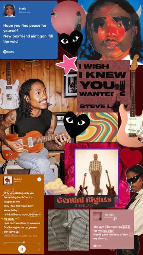 Gemini Rights Steve Lacy Wallpaper, Steve Lacy Macbook Wallpaper, Wallpapers Steve Lacy, Steve Lacey Aesthetic, Steve Lacy Playlist, Music Artist Aesthetic Wallpaper, Music Artist Wallpaper Aesthetic, Steve Lacy Collage, Steve Lacy Background