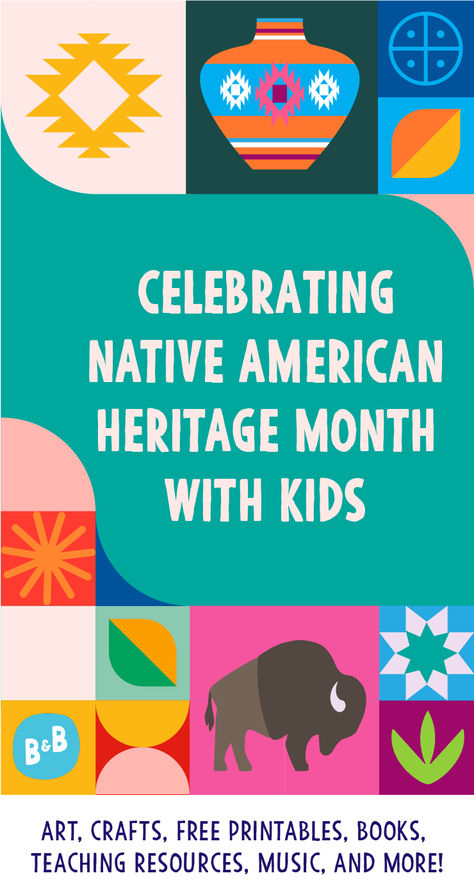 A colorful graphic with symbols of Native American heritage Native American Lessons, Native American Projects, Native American Heritage Month, California History, Cultural Awareness, Native American Crafts, Library Programs, Native American Heritage, School Posters