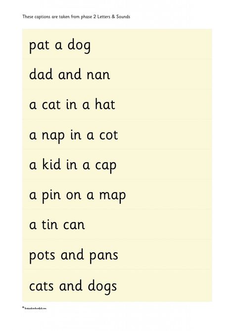 captions to read - phase 2 letters and sounds - Free Teaching Resources - Print Play Learn   captions to read – phase 2 letters and sounds  A free teaching resource for early years (EYFS), reception, nursery, KS1 (Key Stage 1),  Pre-K and Kindergarten.  Free teaching resources made by a teacher. Have a look at our other resources using the explore page. Phonics Area, Phase 2 Phonics, Sentences Kindergarten, Phonics Reading Passages, Phonics Worksheets Free, Cvc Words Kindergarten, Guided Reading Kindergarten, Three Letter Words, Diy Montessori