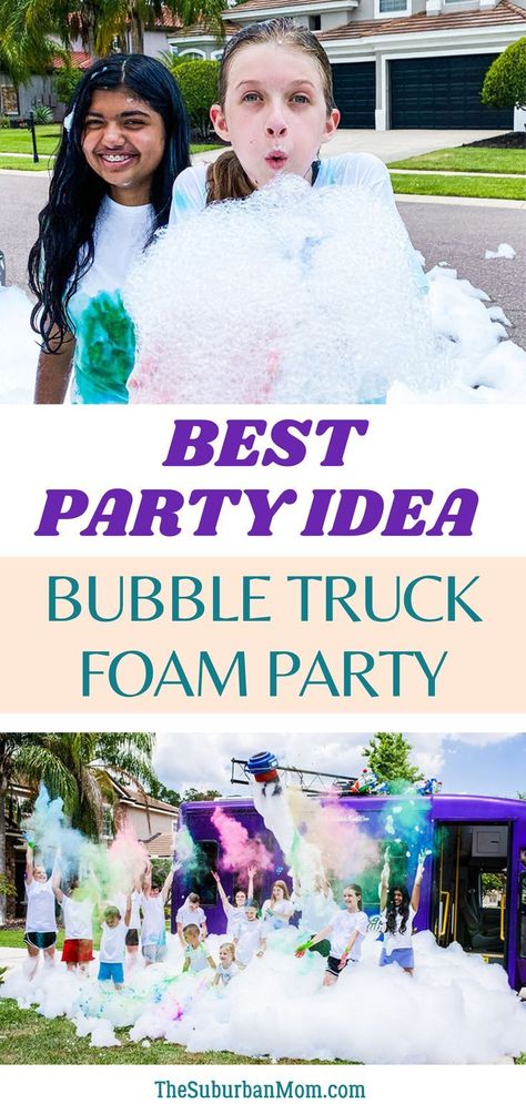 Summer Kick Off Party Ideas, Diy Foam Party, Summer Kick Off Party, Dino Volcano, Water Birthday Parties, Underwater Birthday, Water Birthday, Bubble Birthday Parties, Suburban Mom