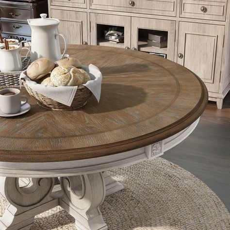 White Wash Round Dining Table, Round White Farmhouse Dining Table, White Wash Round Kitchen Table, 60” Round Dining Table, 60” Round Dining Room Table, Round Farmhouse Dining Table, Grey Distressed Round Table, Farm Table Dining Room, Pedestal Kitchen Table