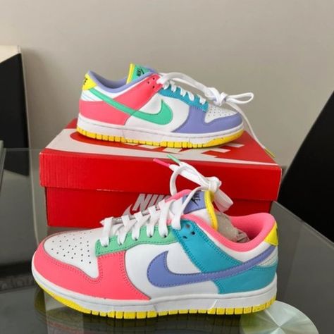 Nike Dunk Low SE x Easter Candy Sneakers Candy Nike Dunks, Easter Candy Dunks, Colorful Dunks, Easter Dunks, Candy Dunks, Candies Shoes, Valentine Candy, Easter Candy, Nike Dunk Low