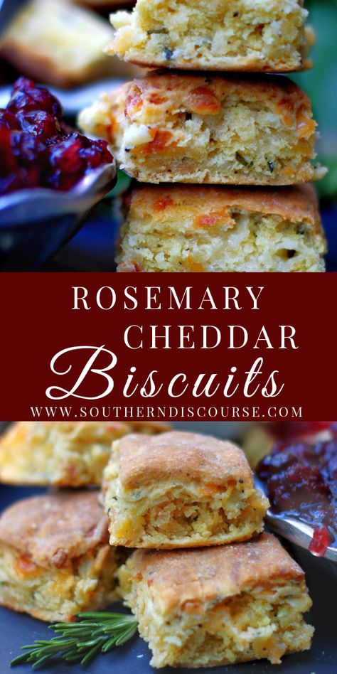 Savory Rosemary Cheddar Biscuits | southern discourse Cream Cheese Savory, Rainy Day Food, Savory Quick Bread, Homemade Biscuit Recipe, Biscuits Southern, Rosemary Biscuits, Southern Discourse, Homemade Biscuit, Easy Homemade Biscuits