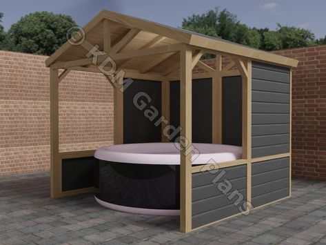 Plans for Outdoor Garden Spa or Hot Tub Shelter Build Plans Lazy Spa Digital Woodwork Plans Only UK Metric Excludes Materials - Etsy UK Spa Plan, Lazy Spa, Hot Tub Shelters, Shelter Building, Hot Tub Privacy, Garden Spa, Inflatable Spas, Easy Patio, Tub Enclosures