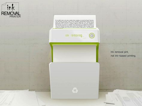 Instead of throwing away old papers, just reuse them with this ink-removing printer. Ink Removal, Office Gadgets, Take My Money, Gadgets And Gizmos, Yanko Design, Future Technology, Cool Tech, Cool Inventions, Old Paper