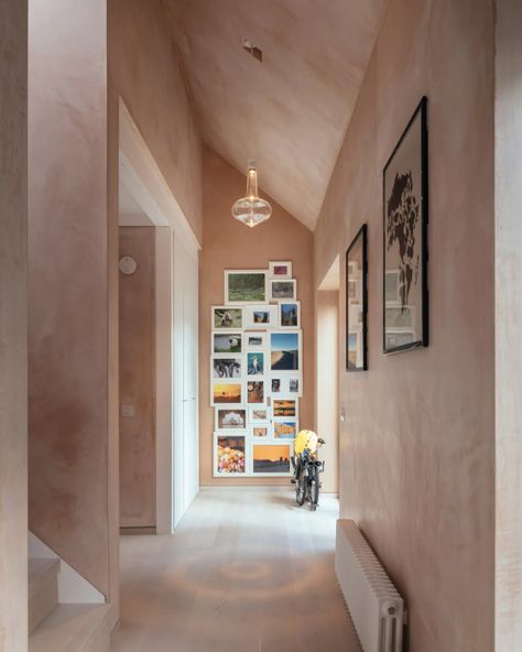 Raw Wall, Council House Renovation, White Wash Oak Floor, White Washed Floors, House Transformation, 1960s House, Concrete Effect Paint, Council House, White Washed Oak