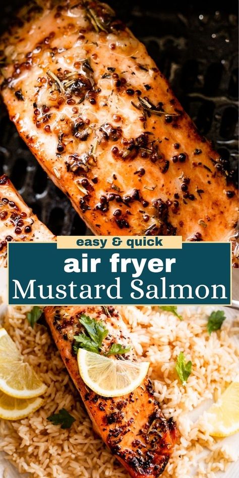 This Air Fryer Salmon recipe is super simple and totally delicious. Coated in a zesty mustard dressing, it brings an amazing flavor that everyone loves. Air Fryer Mustard Salmon, Best Salmon Air Fryer Recipes, Air Fryer Salmon Recipes Honey Mustard, Salmon Fillet Recipes Air Fryer, Mustard Sauce For Salmon, Salmon Air Fryer Recipes, Air Fryer Salmon Recipes, Airfryer Salmon, Salmon In The Air Fryer