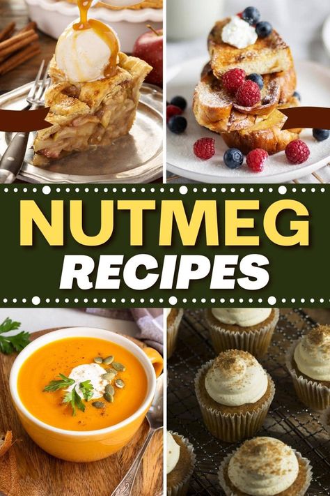 These easy nutmeg recipes have your entire winter menu covered from dinner to dessert! Learn how to infuse the spice in both sweet AND savory dishes, only here. Nutmeg Recipes Desserts, Recipes With Nutmeg Powder, Nutmeg Desserts, Nutmeg Tea Recipe, Nutmeg Recipes, Eggnog Pancakes, Sauteed Swiss Chard, Roasted Butternut Squash Soup, Ricotta Pasta