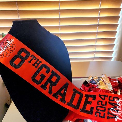 8th Grade Cheer Sashes, 8th Grade Cheer Night, Heat Press Settings, Middle School Cheer, Change Word, Cheer Sash, Cheer Nationals, High School Sports, Satin Sash