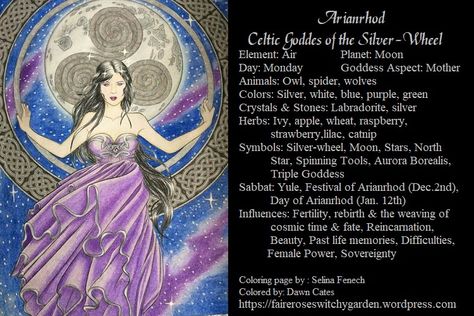 Arianrhod Celtic Spirituality, Celtic Deities, Witchy Garden, Goddess Magick, Celtic Myth, The Wheel Of The Year, Wolf Colors, Celtic Gods, Celtic Goddess