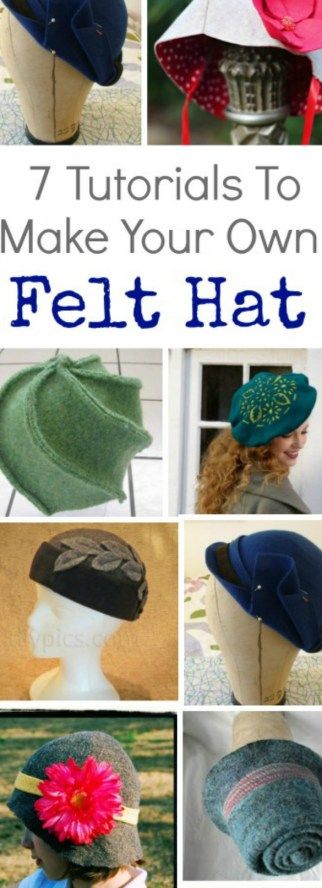 7 Tutorials To Make Your Own Felt Hat – Felting Sewing Hats, Wet Felting Projects, Hat Tutorial, Hat Patterns To Sew, Needle Felting Tutorials, Trendy Hat, Diy Felt, Needle Felting Projects, Diy Hat