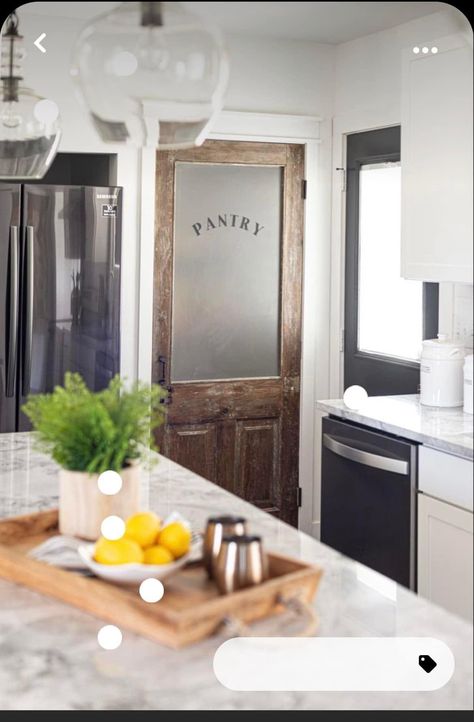 Double Wooden Pantry Doors, Farm Style Pantry Door, Glazed Pantry Door, Pantry Antique Door, Old Door Pantry, Frosted Door Pantry, Distressed Pantry Door Ideas, Wood And Glass Pantry Door, Pantry Farmhouse Door