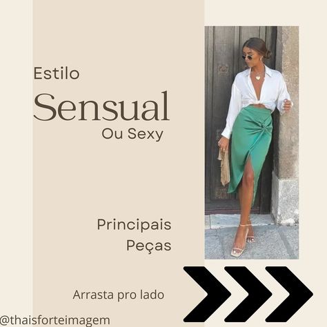 ESTILO SENSUAL NÃO É VULGAR O estilo **sensual** é caracterizado pela valorização da feminilidade, confiança e sensualidade, com foco em realçar as formas do corpo de maneira elegante e sofisticada. Aqui estão algumas características principais do estilo sensual: **Silhueta ajustada**: O uso de roupas que abraçam o corpo, como vestidos justos, saias lápis e tops ajustados. **Tecidos delicados e transparências **: Preferência por tecidos que transmitem leveza e movimento, como seda, cetim,...