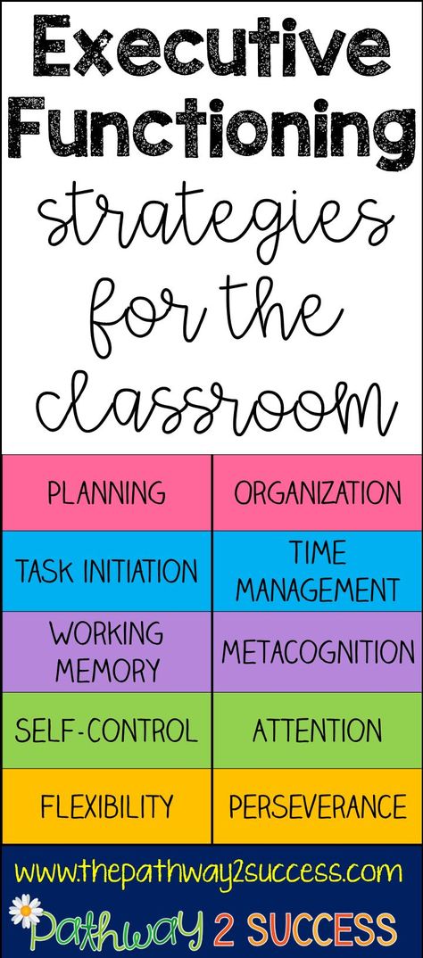 Executive Functioning strategies for the classroom. These are great ideas teachers and schools can use to help kids and young adults be successful. Executive Functioning Activities, Executive Functioning Strategies, Teaching Executive Functioning, Time Management Activities, Executive Functions, Classroom Planning, Executive Functioning Skills, Working Memory, Executive Functioning