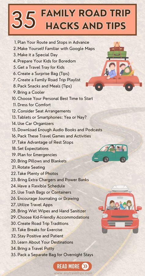 35 essential family road trip tips and hacks you should know. Your kids will love every trip from now on and you will arrive relaxed! Disney Road Trip, Road Trip Checklist, Road Trip Kit, Road Trip Tips, Trip Hacks, Road Trip Playlist, Road Trip Food, Road Trip Packing List, Road Trip Activities