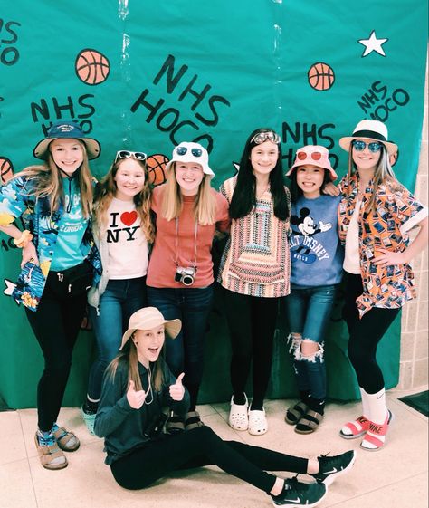 Tourist Dress Up Day, Tacky Tourist Outfit, Tacky Tourist, Tourist Outfit, Spirit Days, Cheer Practice, Dress Up Day, Spirit Week, Graphic Sweatshirt