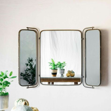 Trifold Wall Mirror, Trifold Mirror Bathroom, Art Deco Bathroom Mirror, Wetroom Ideas, Bathroom 2022, Powder Room Mirror, Art Deco Ideas, Mirrors Uk, Floor Standing Mirror