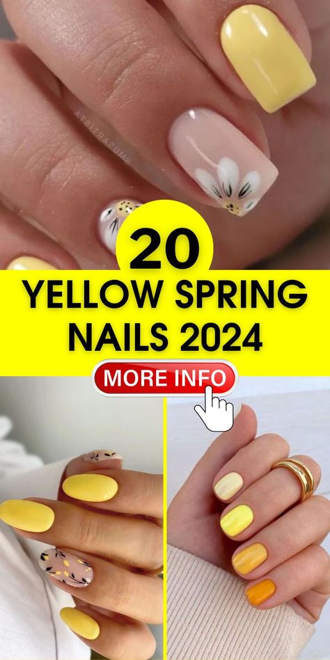 Yellow spring nails 2024 are here to bring a splash of color to your manicure. These designs blend light pastel shades with cute flowers, suitable for acrylic and gel nails. From short to almond shapes, incorporate blue and pink for a fresh, vibrant look this season. Spring Nails 2024 Almond Shape, Yellow Short Nails Ideas, Pastel Yellow Nails Design, Spring Nail Designs 2024, Spring Nails Yellow, Light Yellow Nails, Yellow Spring Nails, Yellow Gel Nails, Acrylic And Gel Nails