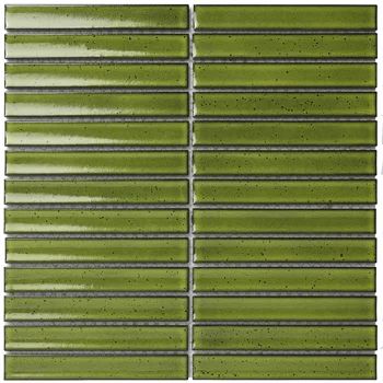 TheMosaicFactory 0.8" x 5.7" Straight Edge Porcelain Mosaic Sheet Tile | Wayfair Kitkat Tiles, Green Mosaic Tile, Mosaic Tile Sheets, Green Mosaic, Matte Tile, Concrete Look Tile, Ceramic Subway Tile, Ivy Hill Tile, Interior Wall Decor