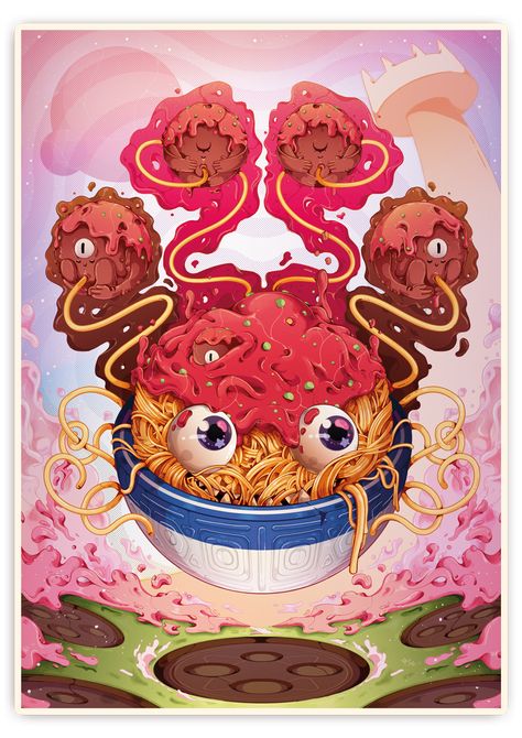 MUTE / Nathaniel Rueda on Behance Monster Food Drawings, Food Monster Illustration, Monster Food Illustration, Food Monsters Dnd, Food Monster Art, Monster Food Art, Pancake Drawing, Candy Kingdom, Candy Monster