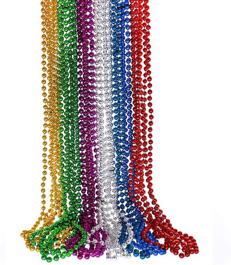 AmazonSmile: GiftExpress 24 Pcs Assorted Mardi Gras Beads Necklace, Colorful Metallic Beaded Necklaces 33" for Mardi Gras Costume, St Patrick's Day Decoration, Birthday Party Favors (24) : Home & Kitchen King Cake Baby, Mardi Gras King Cake, Decoration Birthday Party, Mardi Gras Costumes, St Patrick's Day Decorations, Round Bead Necklace, Mardi Gras Beads, Necklace Colorful, Mardi Gras Party