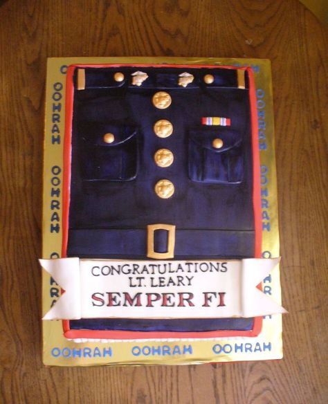 Usmc Officer Commissioning Ceremony on Cake Central Oorah Marines, Marine Corps Retirement, Marine Cake, Military Cake, Military Party, Marine Love, Olive Wedding, Uniform Jacket, Devil Dogs