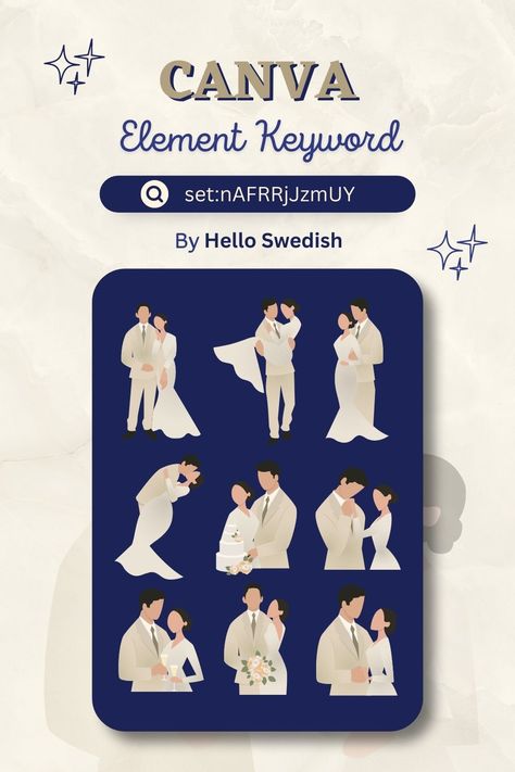 Canva Wedding Template, Canva Wedding Elements Keyword, Canva Elements Keyword Wedding, Canva Wedding Elements, Kode Canva, Wedding Slides, Canva Assets, Wedding Couple Illustration, Canva Keywords Elements