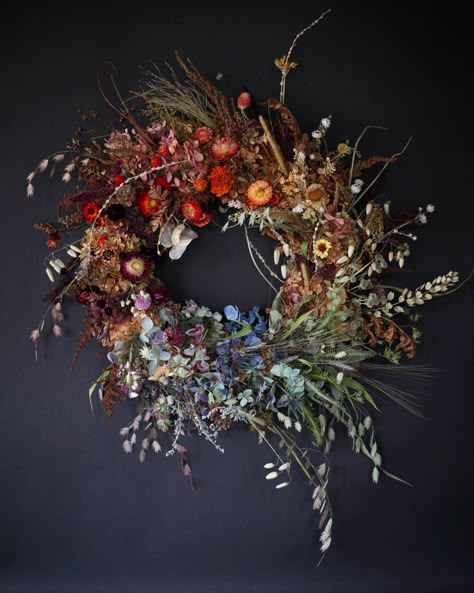 Dried Wreaths, Rainbow Beauty, Dried Floral Wreaths, Botanical Wreath, Dried Wreath, Emily Henry, Flowers Wreath, Modern Wreath, Creative Wreaths