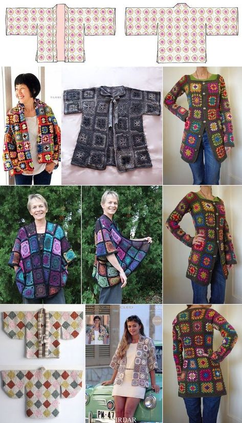 Diy Laine, Granny Square Häkelanleitung, Granny Square Haken, Granny Square Sweater, Gilet Crochet, Crochet Bolero, Crochet Coat, Crochet Granny Square, Crochet Jacket