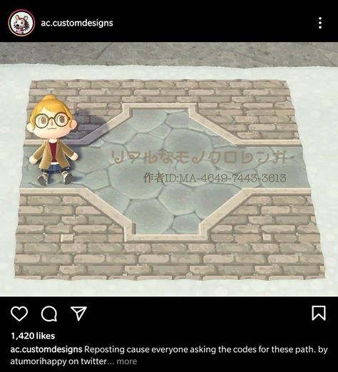 Acnh Museum Floor Design, Acnh Gray Brick Path Code, Acnh Brick Path Design Grey, Animal Crossing Gray Brick Path, Animal Crossing Codes Pathways Brick, Acnh Pattern Path Brick, Skye Acnh, Acnh Wallpaper Designs, Museum Flooring