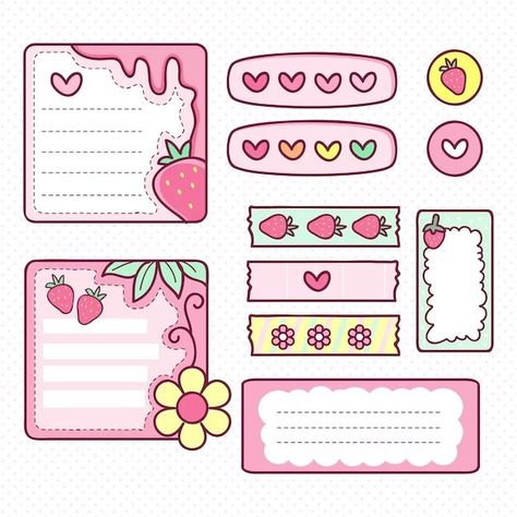 Kawaii Vector Art, How To Make Journal Stickers, Doodle Stickers Hand Drawn, Cute Diy Notebooks, Cute Digital Planner Stickers, Free Sticker Design, Border Cute Design, Cute Blog Design, Kawaii Sticker Ideas