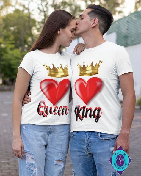 Couples Pajamas, Queen Outfits, Queen And King, Couple Pajamas, White King, Cute Couple Outfits, Couple Shirt, White Queen, Date Nights