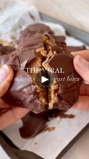 12K views · 1.6K reactions | another year of a FALL twist on the VIRAL magic shell bites… but let’s double that protein !! 🧡

EPISODE 12: CHOCO PUMPKIN YOGURT BITES

they’re coated in chocolate on the outside and packed with @brainmdhealth omni chocolate protein powder inside.

no baking required and double as little healthy fall treats! 

🤍 LIKE, save & comment YOGURT BITES RECIPE to get the recipe sent to your dms!
.
.
.

.
.
#pumpkin #pumpkinspice #magicshell #chocolatemagicshell  #proteinbites #yogurt #frozenyogurt #highprotein  #easyrecipe  #easydessert  #healthydessert  #nobake #pumpkinrecipes #falldesserts | Abby Marie | Healthy Sweets & Easy Recipes | ashpariseau · Original audio Yogurt Bites Recipe, Pumpkin Yogurt, Yogurt Bites, Yogurt Bar, Chocolate Bites, Healthy Fall, Protein Bites, Chocolate Protein Powder, Chocolate Protein