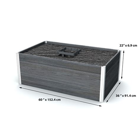 New England Arbors Urbana 60 in. x 36 in. Slate Grey Vinyl Raised Composting Garden-VT17602 - The Home Depot Modular Garden Beds, New England Arbors, Keyhole Garden, Elevated Bed, Gardening Techniques, Household Waste, Unique Layout, Composting, Beds For Sale