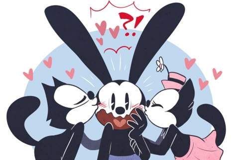 Oswald X Felix Fanart, Felix X Oswald, Rubberhose Cartoon, Mickey And Oswald, Bendy And Boris, Old Cartoon Characters, Epic Mickey, Cartoon Style Drawing, Drawing Cartoon Faces