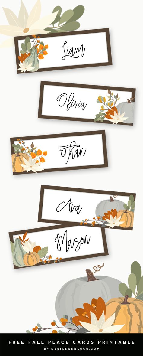 THANKSGIVING-NAME-TAGS-PRINTABLE Thanksgiving Place Cards Printable, Fall Place Cards, Thanksgiving Name Cards, Place Settings Thanksgiving, Free Thanksgiving Printables, Printable Place Cards, Thanksgiving Place Cards, Table Name Cards, Printable Thanksgiving