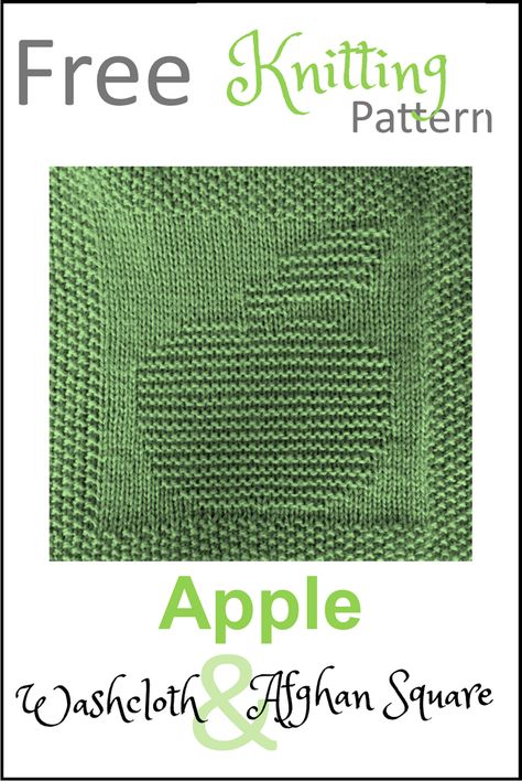 Free Apple Dishcloth or Afghan Square Knitting Pattern - Daisy and Storm Knit Dishcloth Pattern Free Wash Clothes, Daisy And Storm Dish Cloths, Grandma Dishcloth Knit Pattern, Snowflake Dishcloth Knitting Pattern, Farmhouse Dishcloth Knit Pattern, Knitted Squares Pattern, Knitted Dishcloth Patterns Free, Knit Dishcloth Pattern, Knitted Blanket Squares