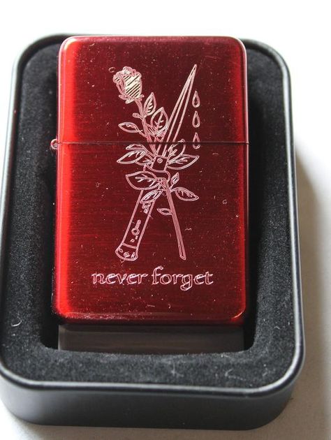 This is a new metal Oil Lighter with a red finish.The engraving will never fade or wash off. Include your engraving details when you make your purchase.We offer free engraving on the back of this lighter.We can fit approx. 3 to 4 lines of text on.Lighter Fluid not included. Unique Lighters, Rose And Dagger, Lighter Art, Vintage Lighter, Vintage Lighters, Engraved Lighter, Cool Lighters, Birthday Ideas For Her, Lighter Fluid