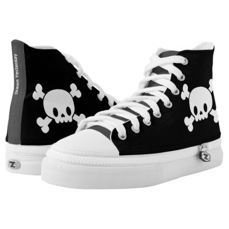 Skull and Crossbones Zipz High Top #zipz #tennisshoes #sneakers #athleticshoes #shoes #fashion #zazzle Emo Shoes, Alt Shoes, Dr Shoes, Emo Outfits, High Shoes, Swag Shoes, Skull And Crossbones, Alternative Outfits, Really Cute Outfits