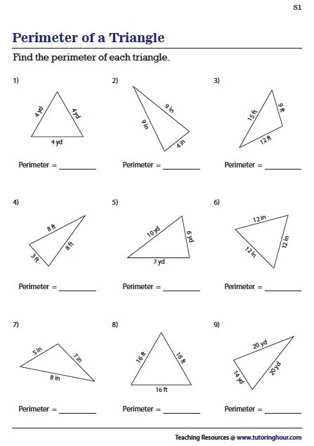 Perimeter Worksheets 3rd Grade, Perimeter Of Triangle, Perimeter Activities, Quadrilaterals Worksheet, Obtuse Triangle, Area And Perimeter Worksheets, Find The Perimeter, Perimeter Worksheets, Triangle Worksheet