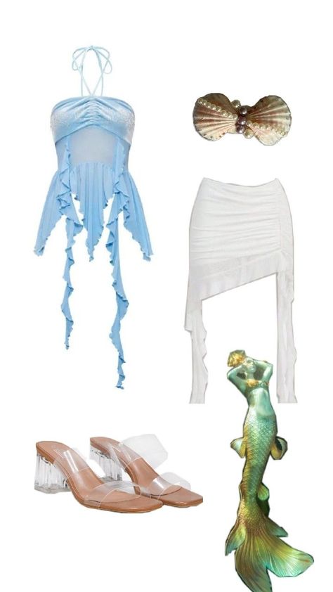 Mermaid Core Outfit, Siren Costume, Mermaid Core, Kpop Concert Outfit, Mermaid Outfit, Mermaid Theme Birthday, Mermaid Inspired, Mermaid Theme, Themed Outfits